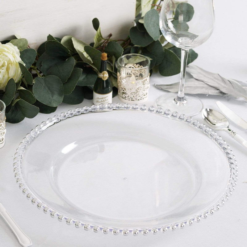 6 pcs 12" Round Beaded Rim Charger Plates