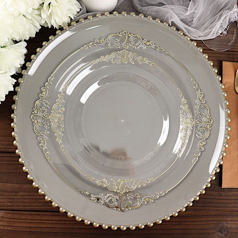 6 pcs 12" Round Beaded Rim Charger Plates