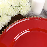 6 pcs 12" Round Beaded Rim Charger Plates