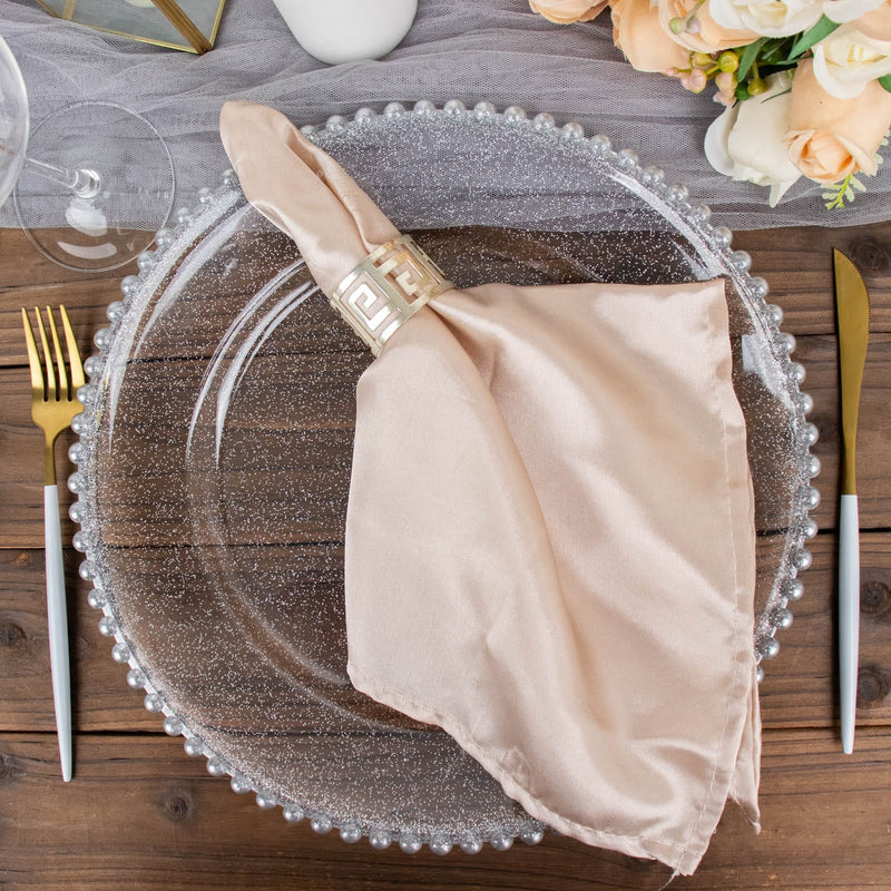 6 pcs 12" Round Beaded Rim Charger Plates