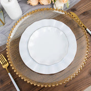 6 pcs 12" Round Beaded Rim Charger Plates