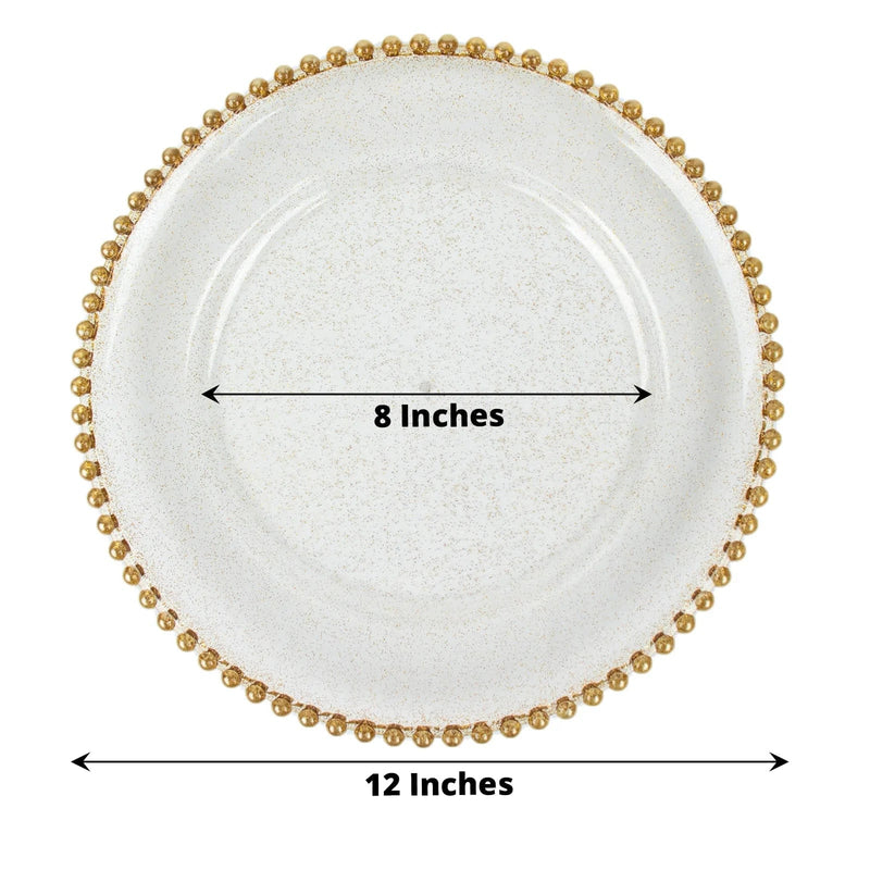 6 pcs 12" Round Beaded Rim Charger Plates