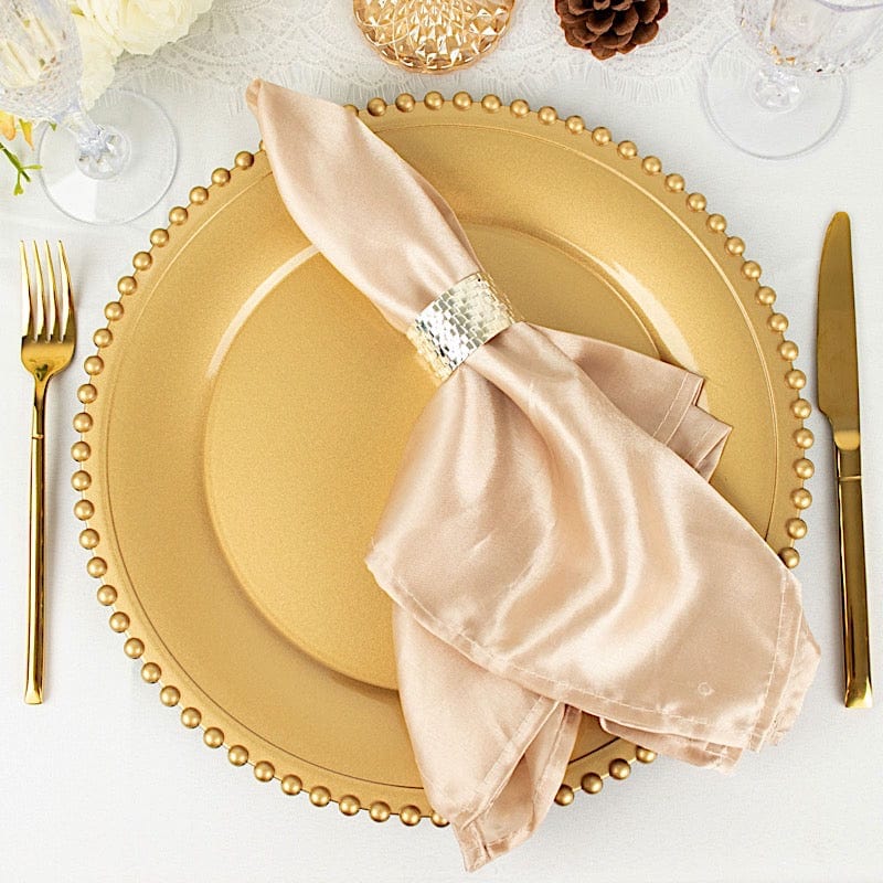 6 pcs 12" Round Beaded Rim Charger Plates