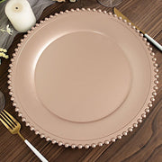 6 pcs 12" Round Beaded Rim Charger Plates