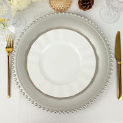 6 pcs 12" Round Beaded Rim Charger Plates