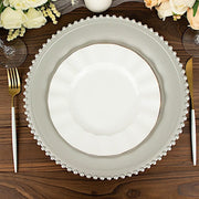 6 pcs 12" Round Beaded Rim Charger Plates