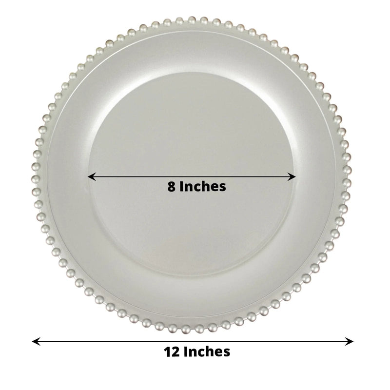 6 pcs 12" Round Beaded Rim Charger Plates