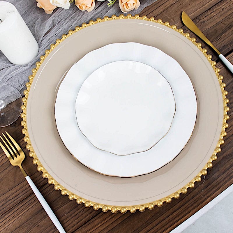 6 pcs 12" Round Beaded Rim Charger Plates