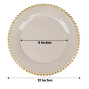 6 pcs 12" Round Beaded Rim Charger Plates