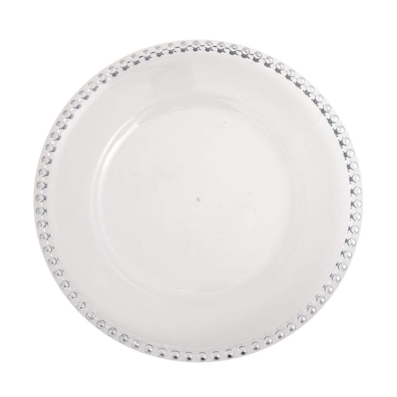 6 pcs 12" Round Beaded Rim Charger Plates CHRG_PLST4239_SILV