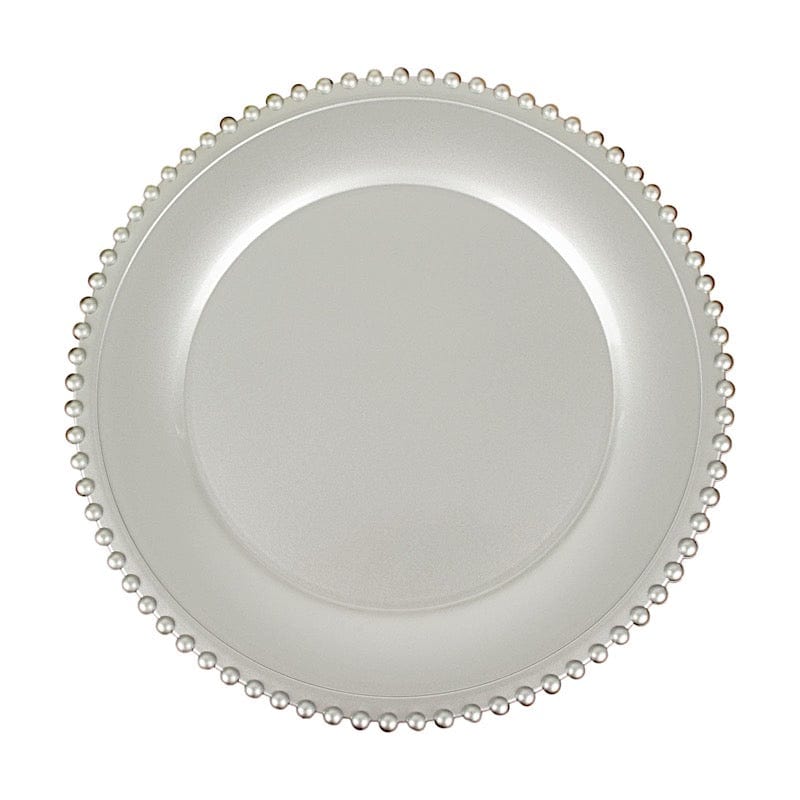 6 pcs 12" Round Beaded Rim Charger Plates CHRG_PLST4239_SILVS