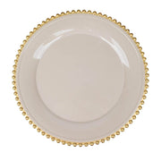 6 pcs 12" Round Beaded Rim Charger Plates CHRG_PLST4239_TAUP