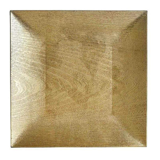6 pcs 12" Square Wooden Textured Charger Plates CHRG_1304_GOLD