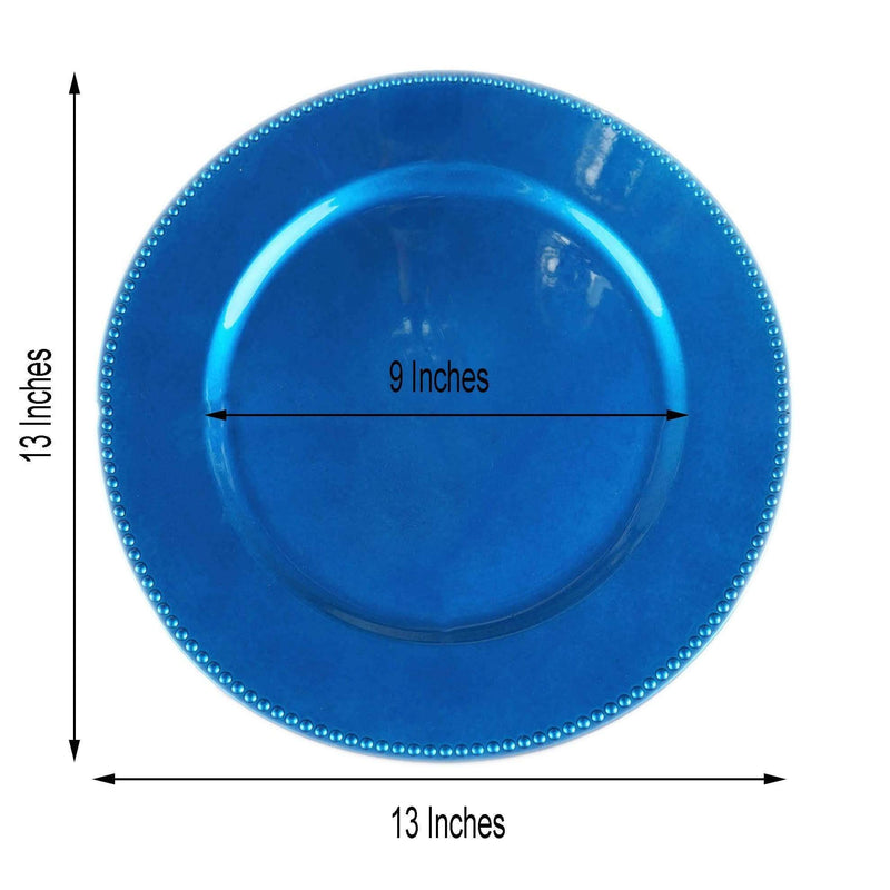 6 pcs 13" Round Beaded Charger Plates