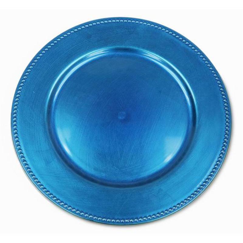 6 pcs 13" Round Beaded Charger Plates