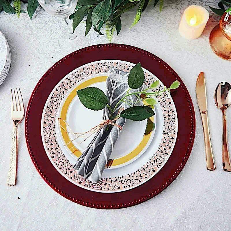 6 pcs 13" Round Beaded Charger Plates