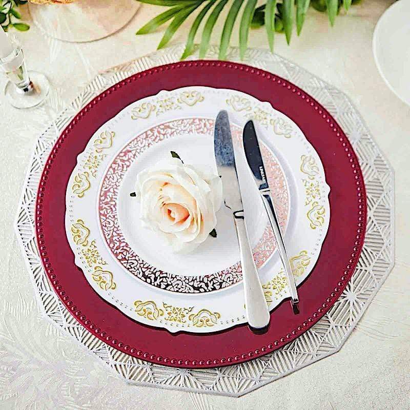 6 pcs 13" Round Beaded Charger Plates