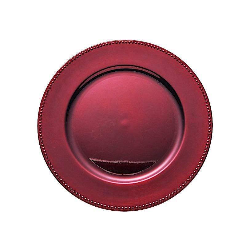 6 pcs 13" Round Beaded Charger Plates CHRG_1302_BURG