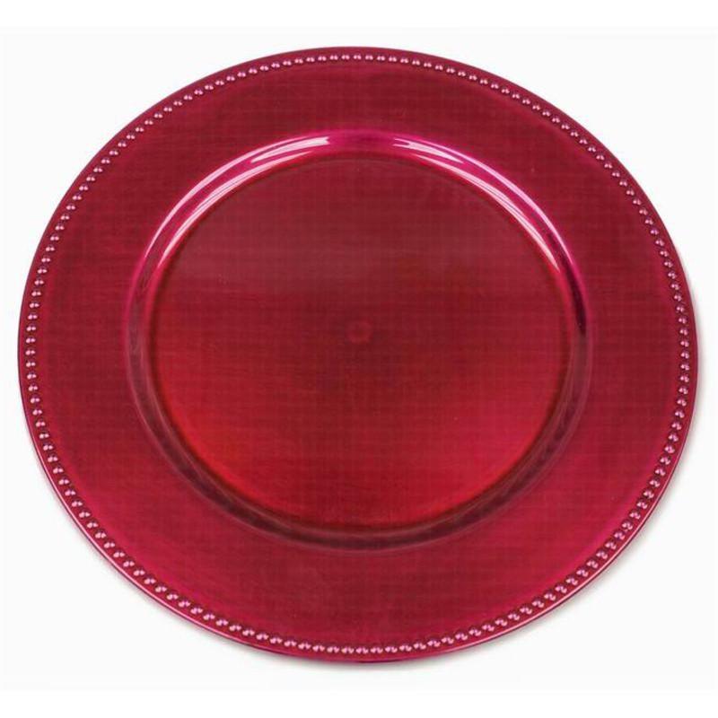 6 pcs 13" Round Beaded Charger Plates CHRG_1302_FUSH