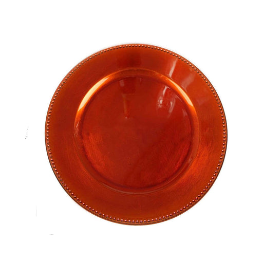 6 pcs 13" Round Beaded Charger Plates CHRG_1302_ORNG