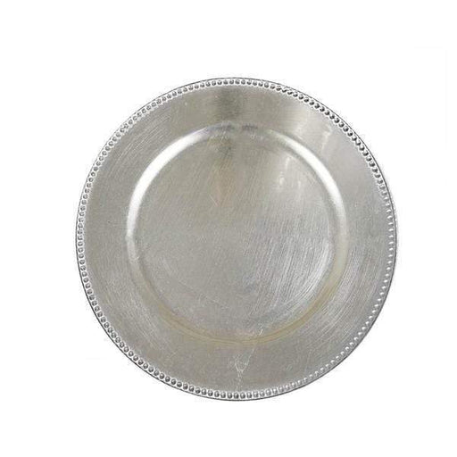 6 pcs 13" Round Beaded Charger Plates CHRG_1302_SILV