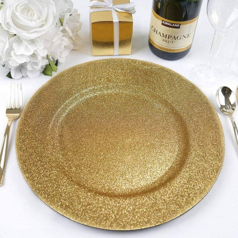 6 pcs 13" Round Glitter Charger Plates