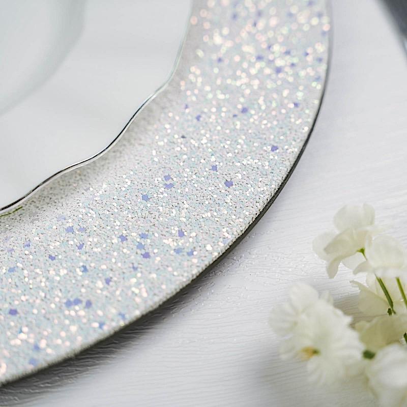 6 pcs 13" Round Glitter Charger Plates