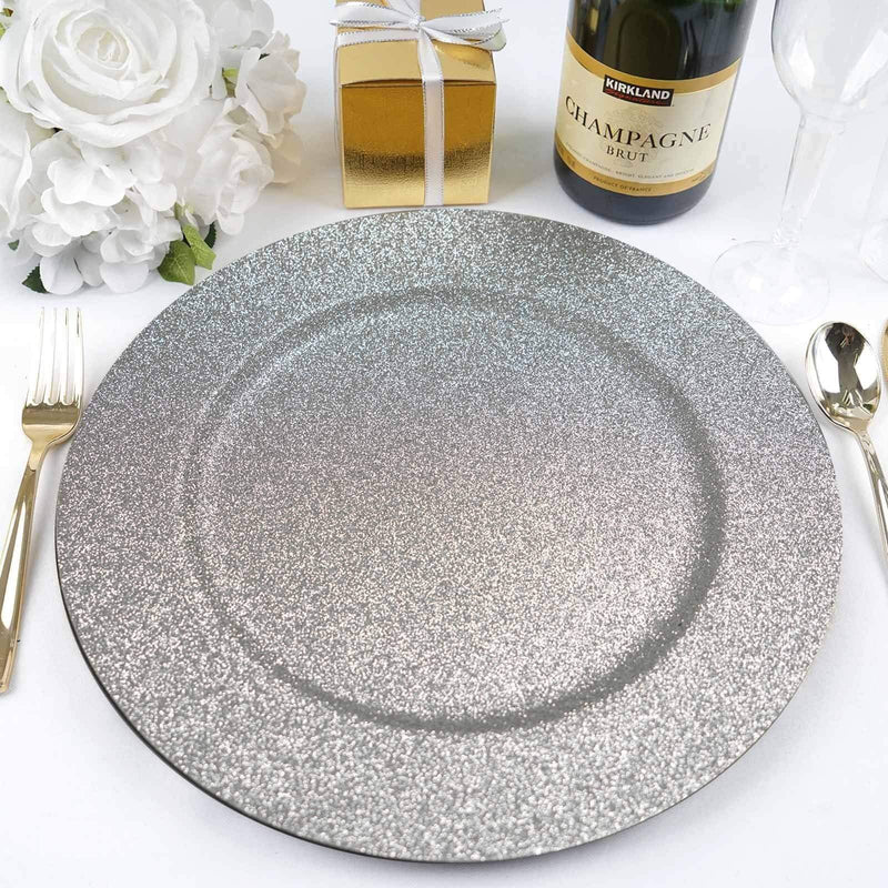 6 pcs 13" Round Glitter Charger Plates