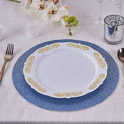 6 pcs 13" Round Glittered Faux Leather Placemats