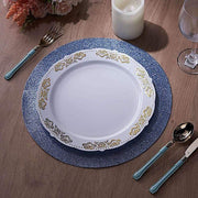 6 pcs 13" Round Glittered Faux Leather Placemats
