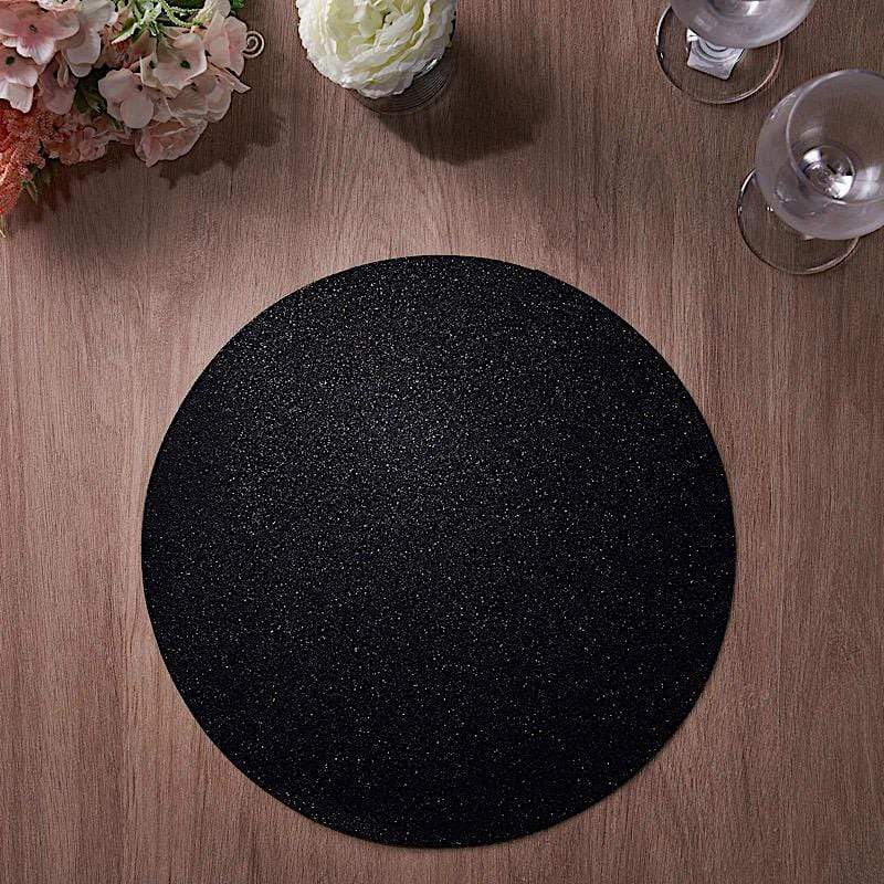 6 pcs 13" Round Glittered Faux Leather Placemats