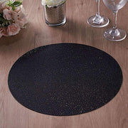 6 pcs 13" Round Glittered Faux Leather Placemats