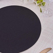 6 pcs 13" Round Glittered Faux Leather Placemats