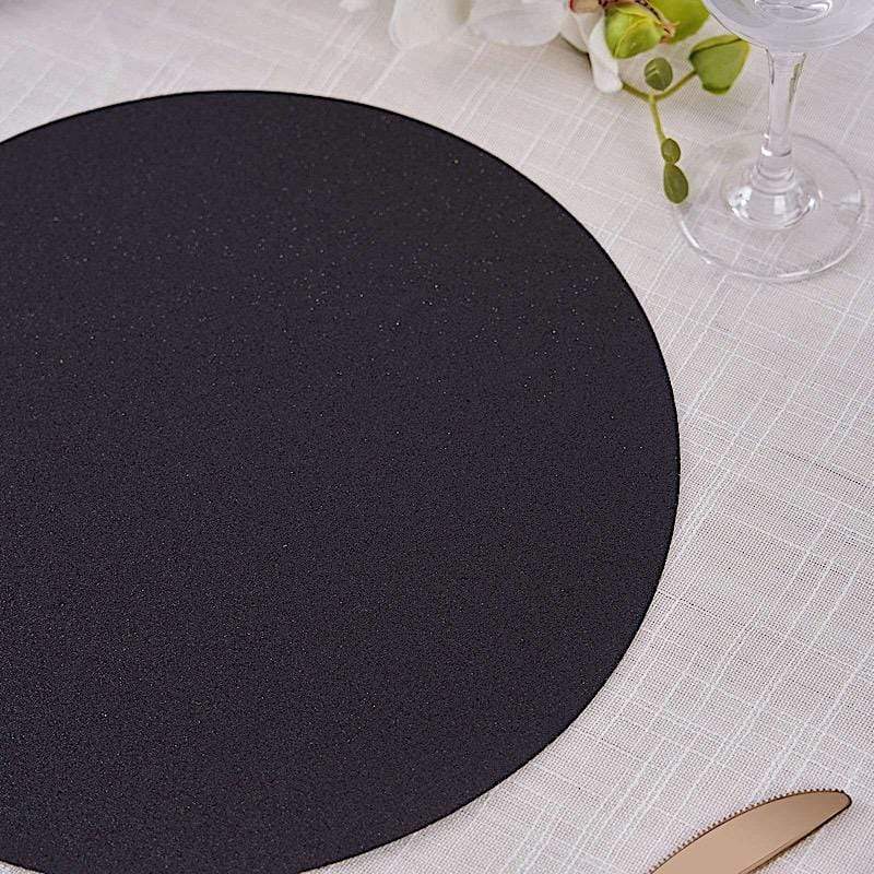 6 pcs 13" Round Glittered Faux Leather Placemats