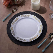6 pcs 13" Round Glittered Faux Leather Placemats