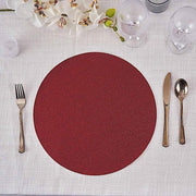 6 pcs 13" Round Glittered Faux Leather Placemats