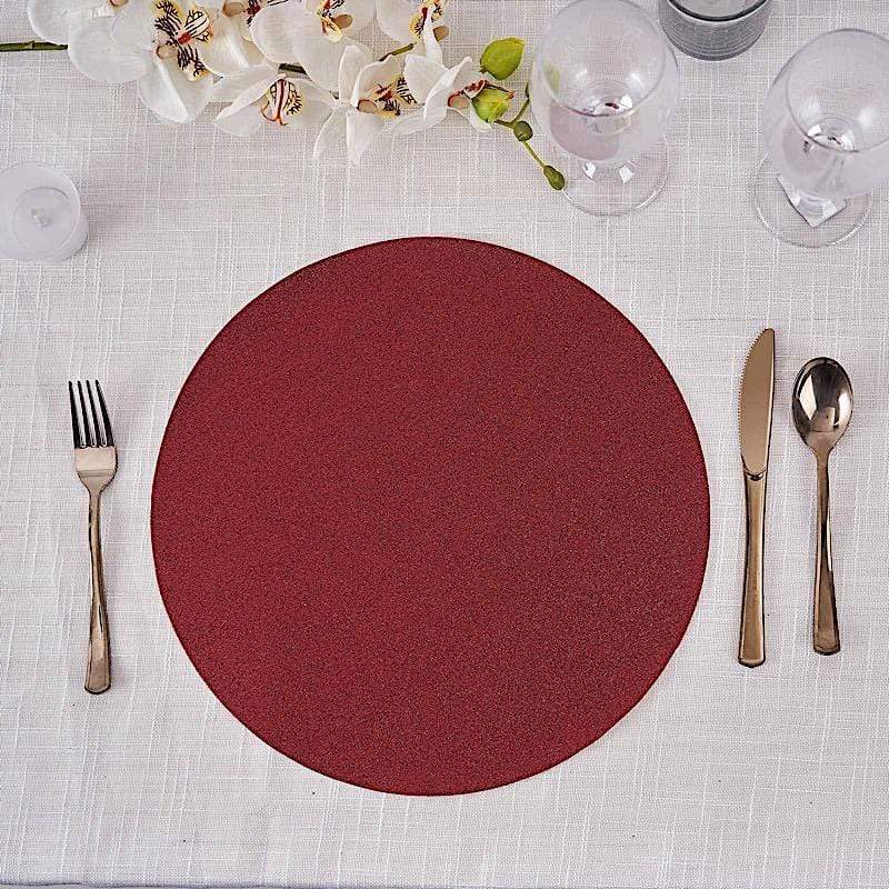 6 pcs 13" Round Glittered Faux Leather Placemats