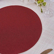 6 pcs 13" Round Glittered Faux Leather Placemats