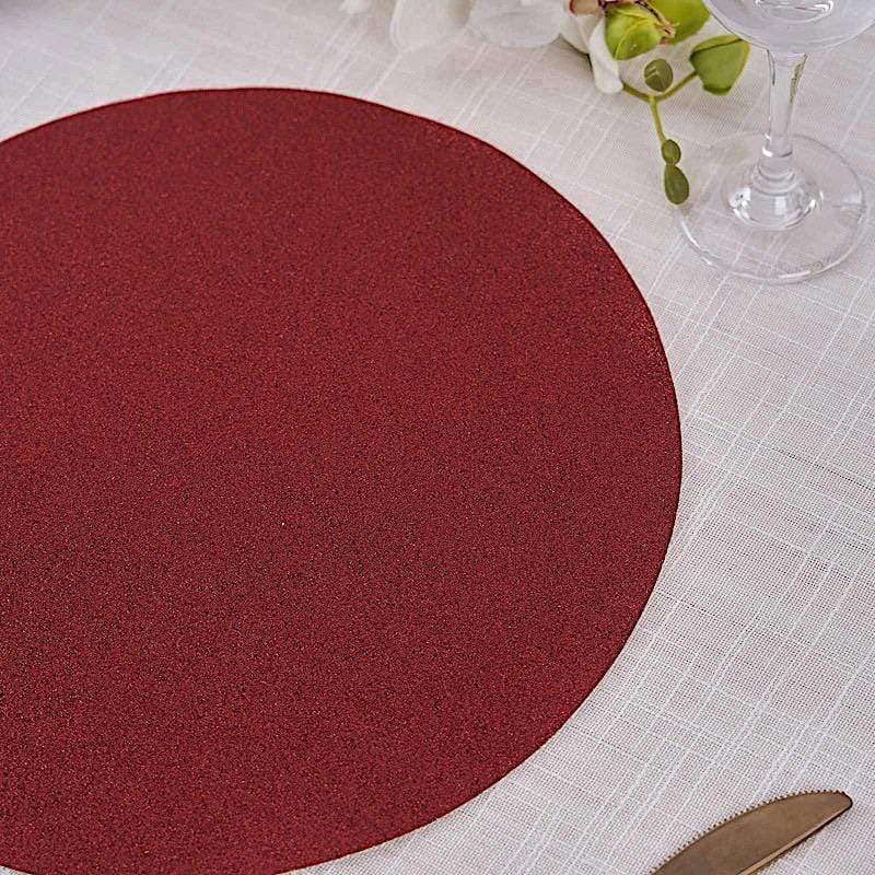 6 pcs 13" Round Glittered Faux Leather Placemats
