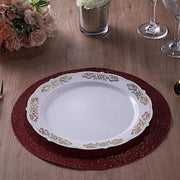 6 pcs 13" Round Glittered Faux Leather Placemats