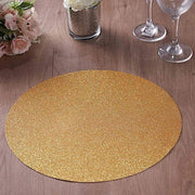 6 pcs 13" Round Glittered Faux Leather Placemats