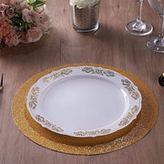 6 pcs 13" Round Glittered Faux Leather Placemats