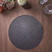 6 pcs 13" Round Glittered Faux Leather Placemats