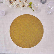 6 pcs 13" Round Glittered Faux Leather Placemats