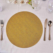 6 pcs 13" Round Glittered Faux Leather Placemats