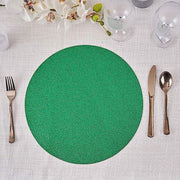 6 pcs 13" Round Glittered Faux Leather Placemats