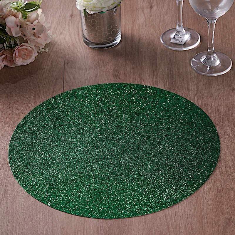 6 pcs 13" Round Glittered Faux Leather Placemats