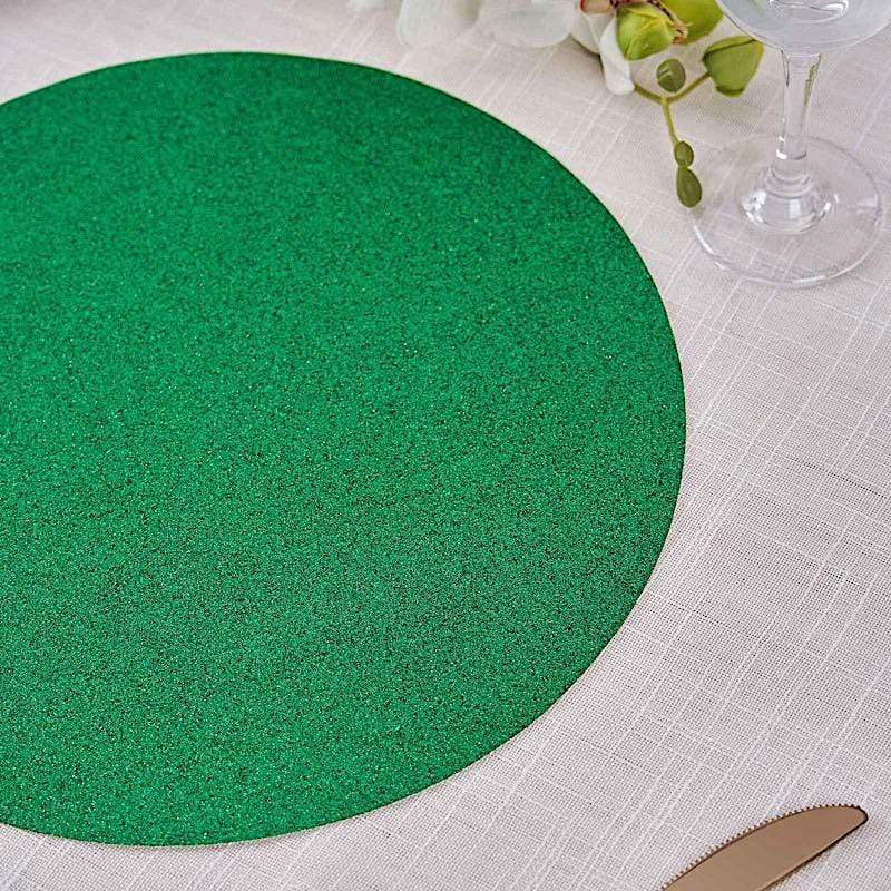 6 pcs 13" Round Glittered Faux Leather Placemats