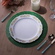 6 pcs 13" Round Glittered Faux Leather Placemats