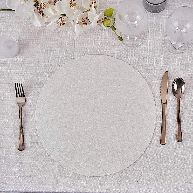 6 pcs 13" Round Glittered Faux Leather Placemats